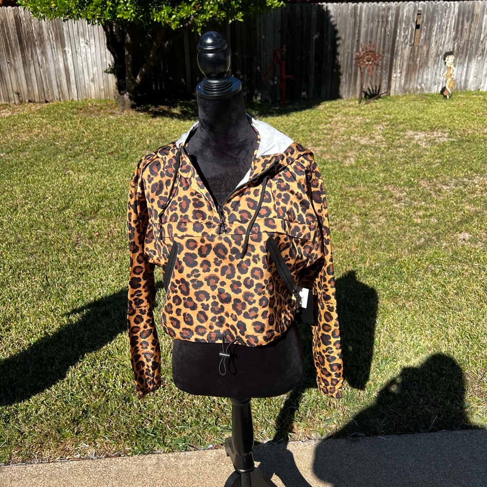 NWT Cropped Leopard Print Pullover Jacket From Adam Selman